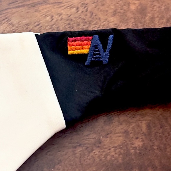 Aviator Nation Bikini Bottom - Hi-Cut Color Block Cheeky - Vintage White & Black - Picture 5 of 8